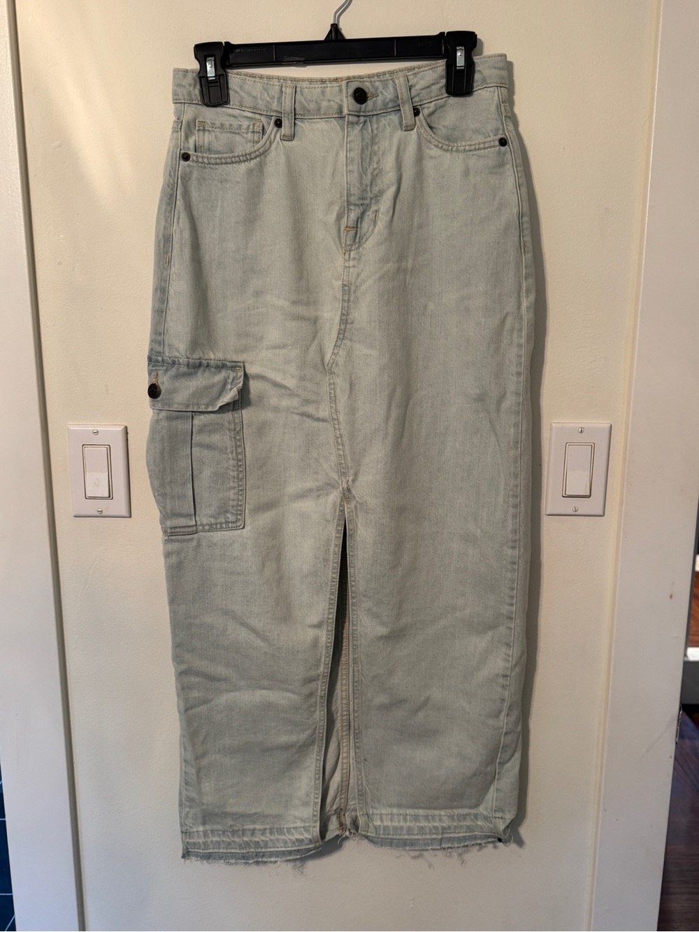 Buffalo David Bitton Light Gray Midi Cargo Skirt